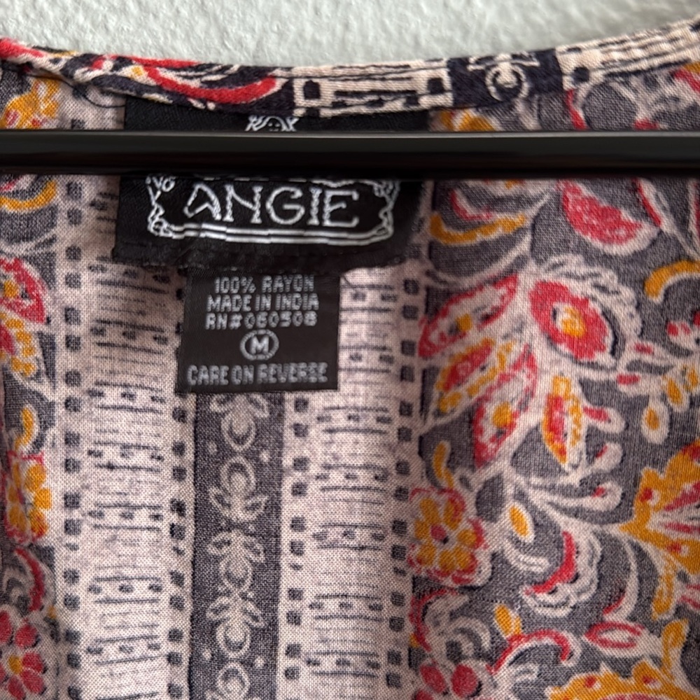 Angie Multicolor Boho Flowy Floral Print Kimono Size Medium - Picture 6 of 6